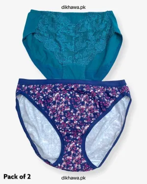 Pack of 2 Imported Stocklot Branded Cotton Panty Stretchable Cotton Lace Panty 2021