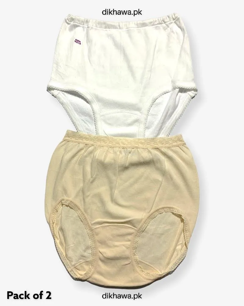 Pack of 2 Imported Stocklot Branded Cotton Panty Stretchable Cotton Lace Panty 2021