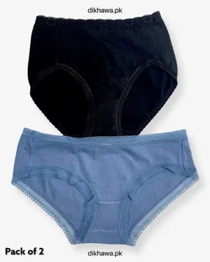 Pack of 2 Imported Stocklot Branded Cotton Panty Stretchable Cotton Lace Panty 2021