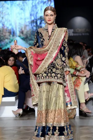 Pakistani Bridal Sharara with Velvet Shirt #C2091