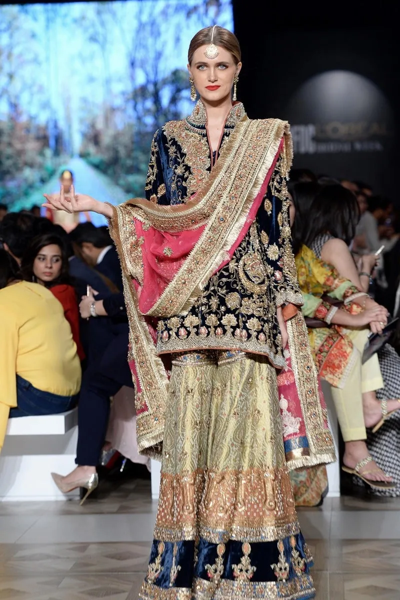 Pakistani Bridal Sharara with Velvet Shirt #C2091