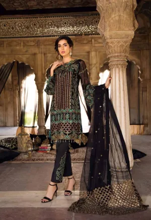 Pakistani Classic Jet Black Colour Chiffon Festive Wear 2019 # C1937