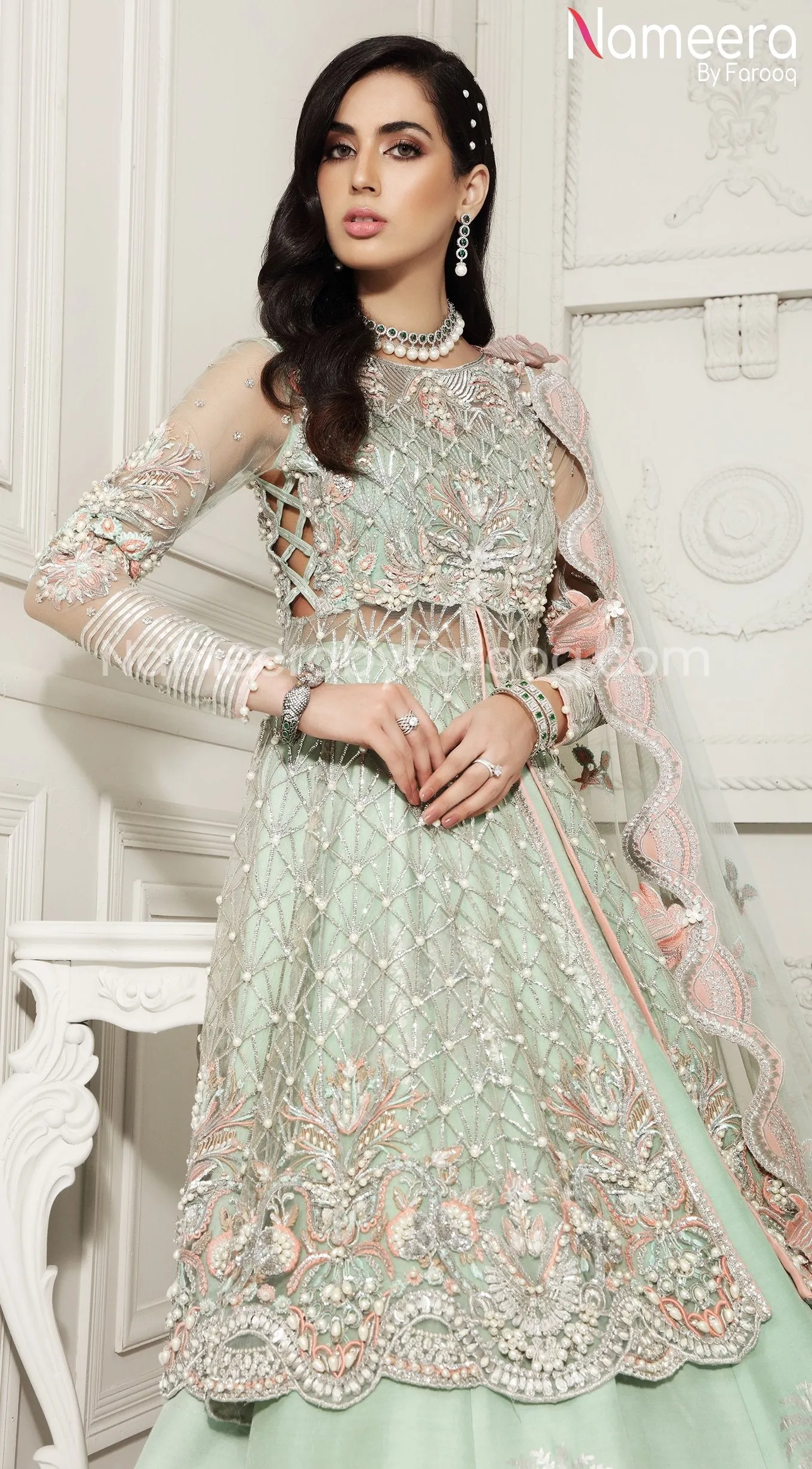 Pakistani Peplum Dress with Lehenga for Brides #BR120