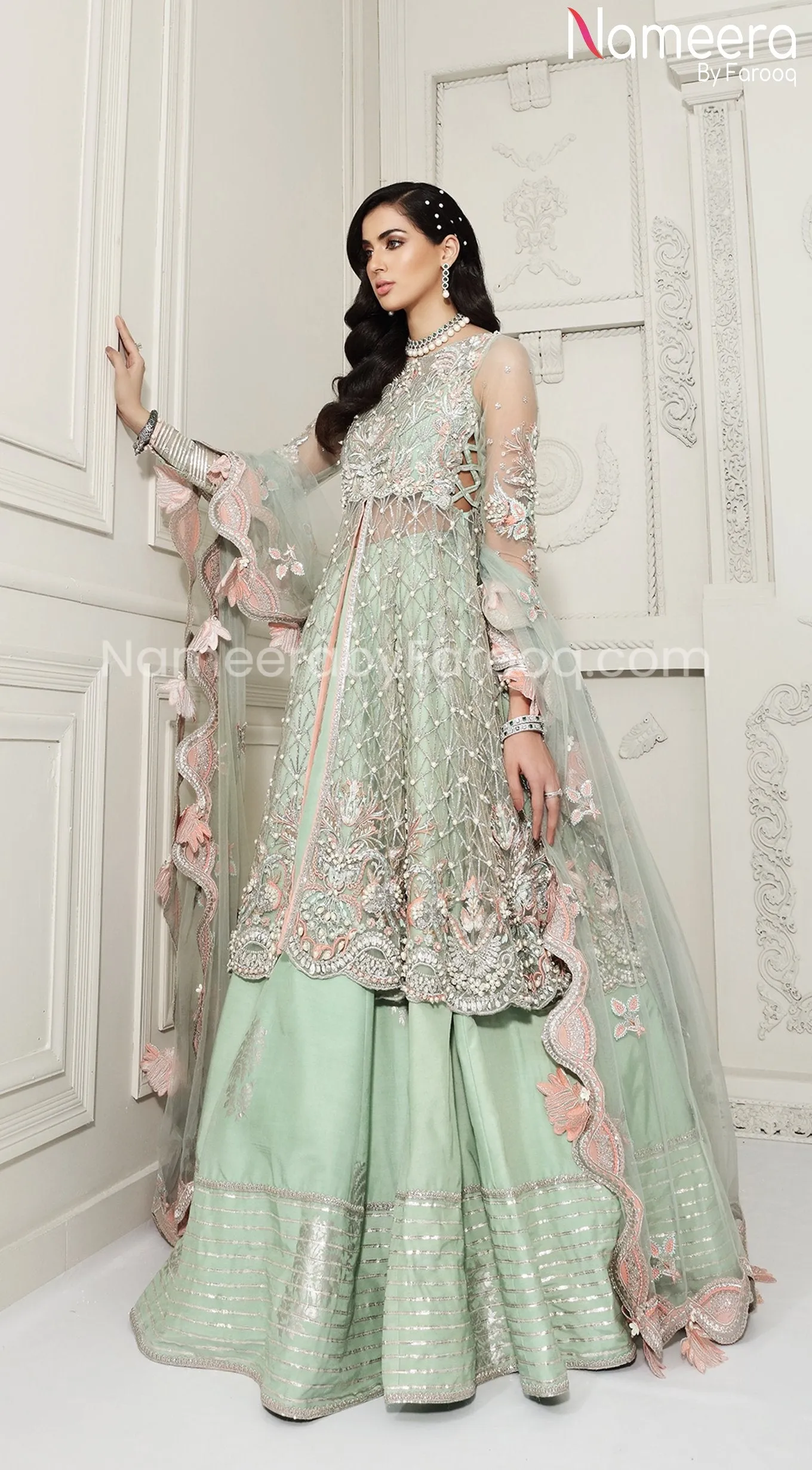 Pakistani Peplum Dress with Lehenga for Brides #BR120