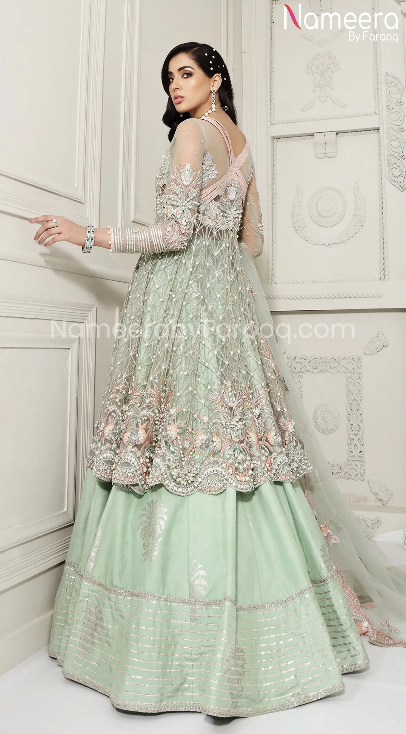 Pakistani Peplum Dress with Lehenga for Brides #BR120
