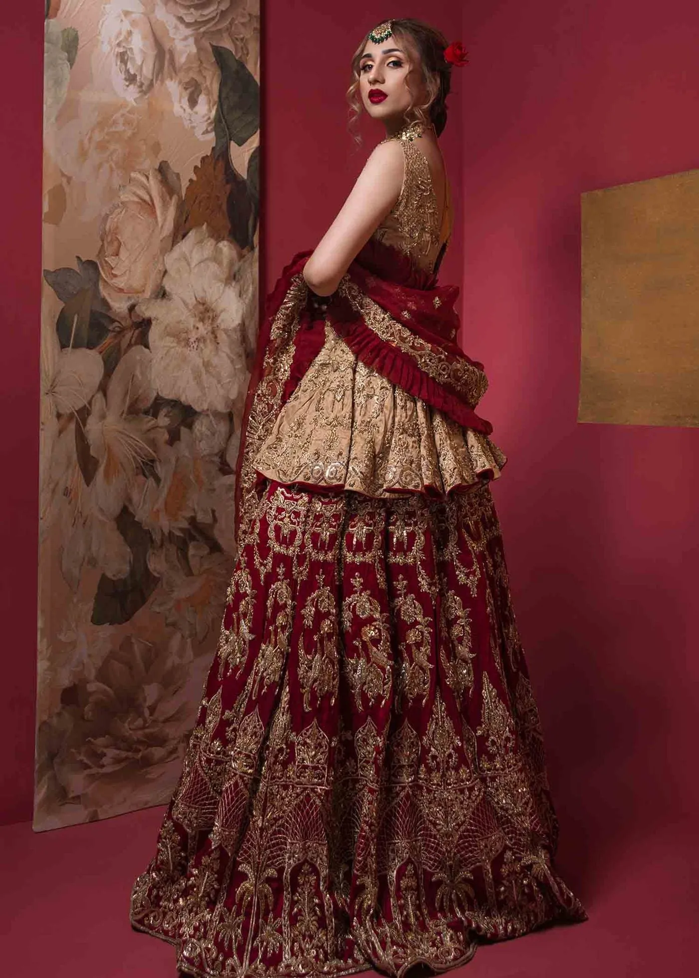 Pakistani Peplum Dress with Lehenga for Wedding #BR171
