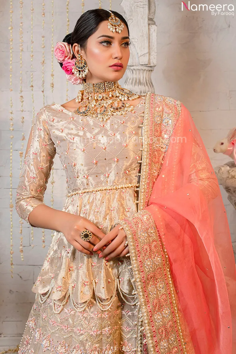 Pakistani White Peplum Dress Design with Lehenga #BN983