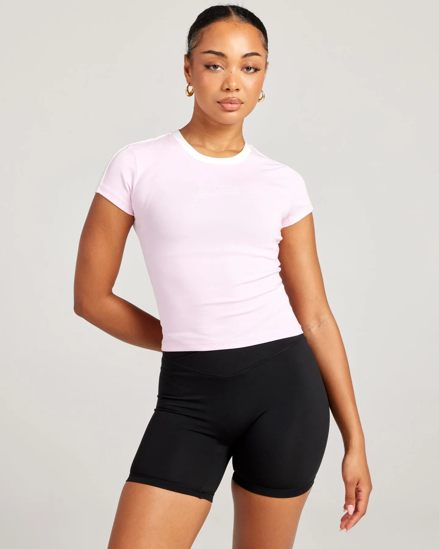 Panel Baby Tee - Pink/White
