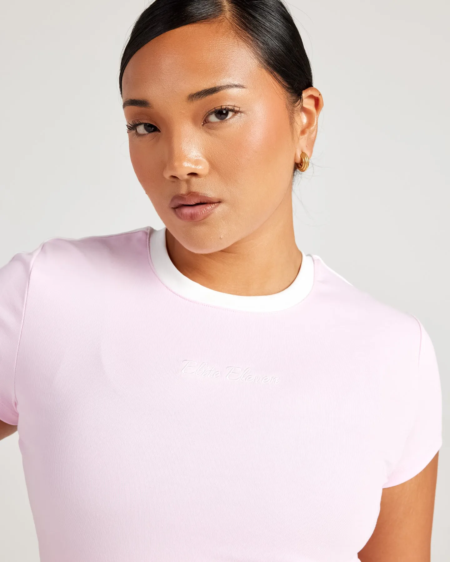 Panel Baby Tee - Pink/White