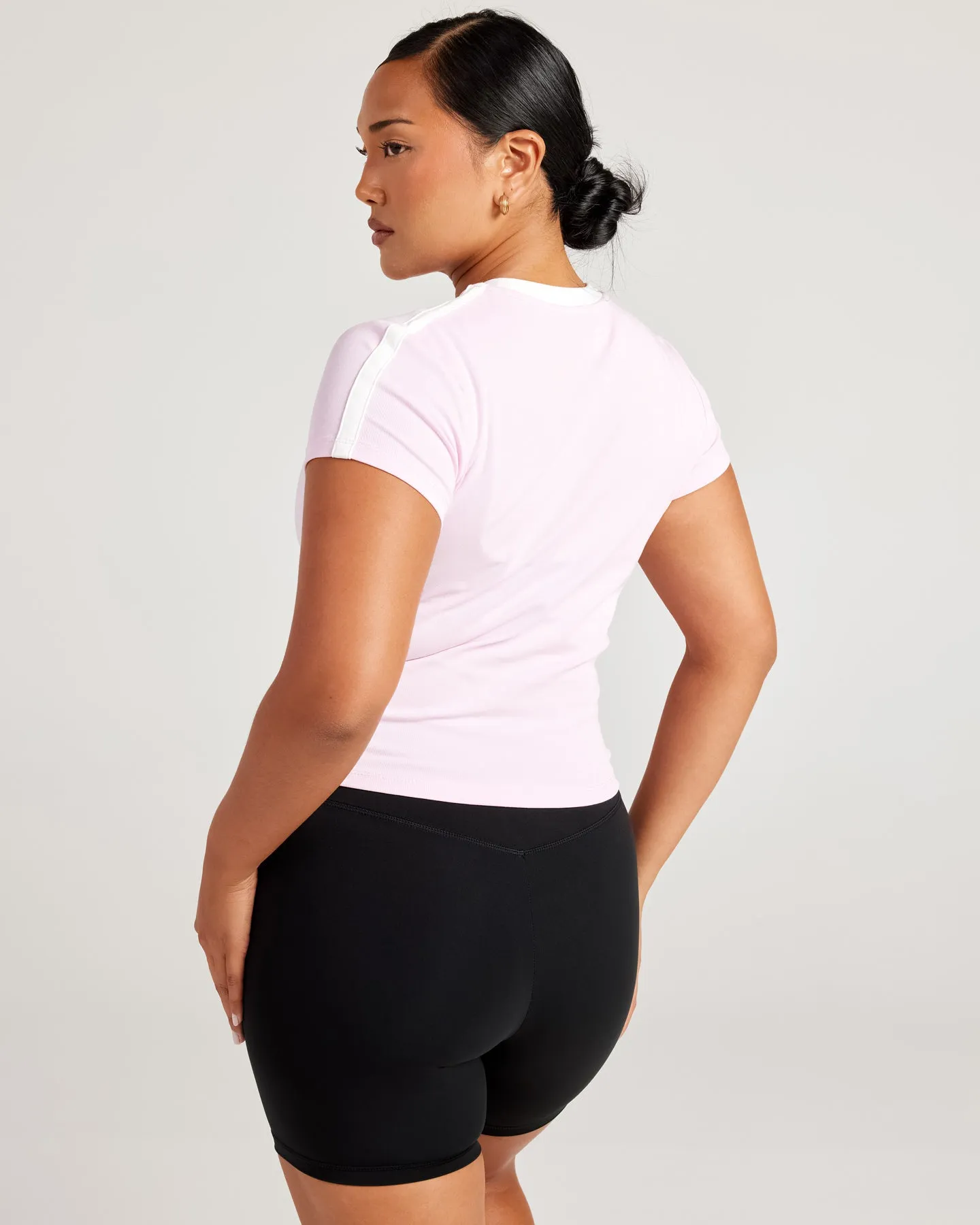 Panel Baby Tee - Pink/White