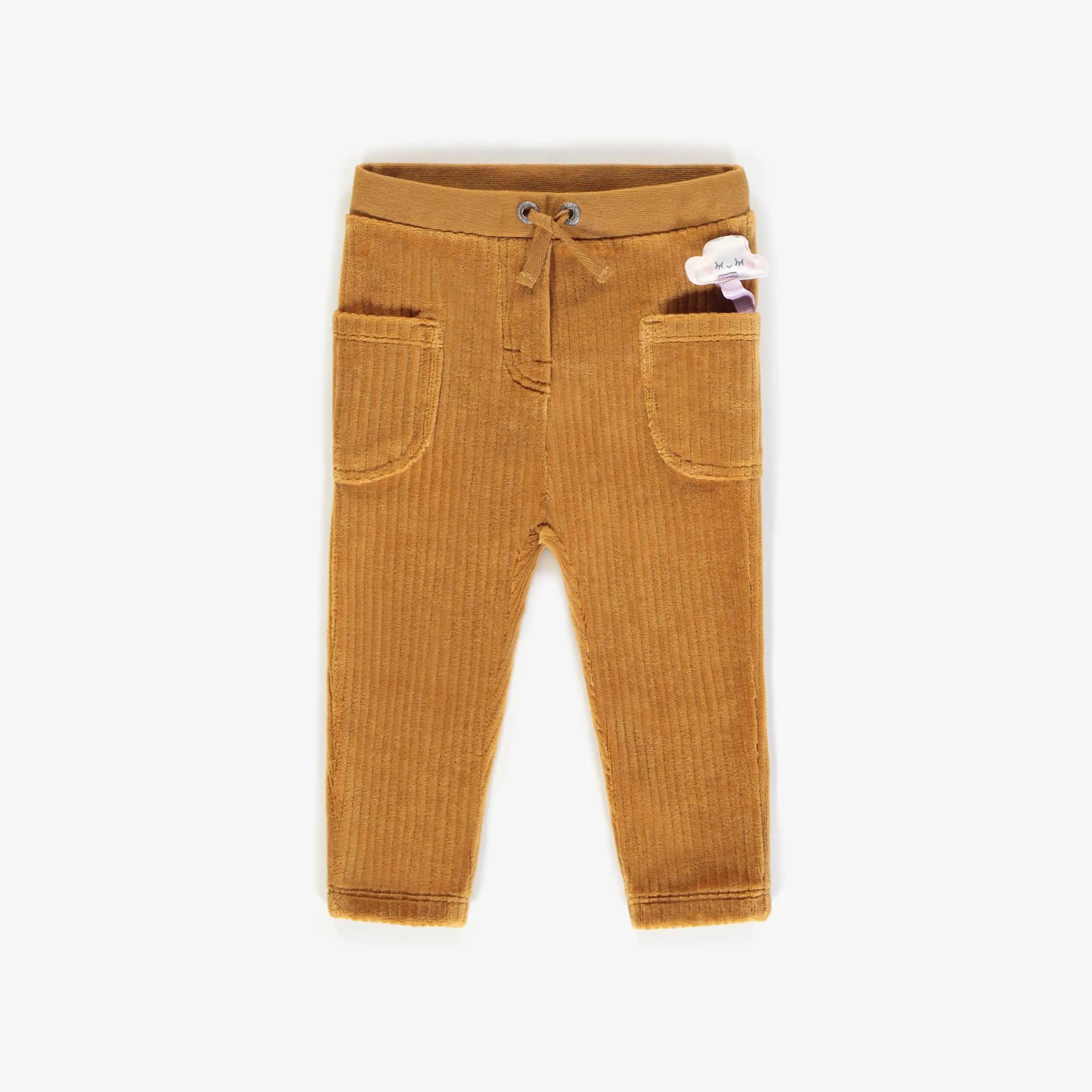 Pantalon brun en velours côtelé extensible coupe très ajustée, bébé  || Brown super skinny stretch corduroy pants, baby