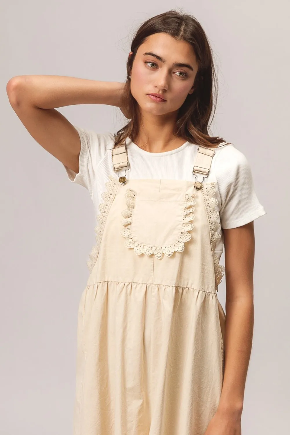 Patch Pocket Lace Trim Rompers