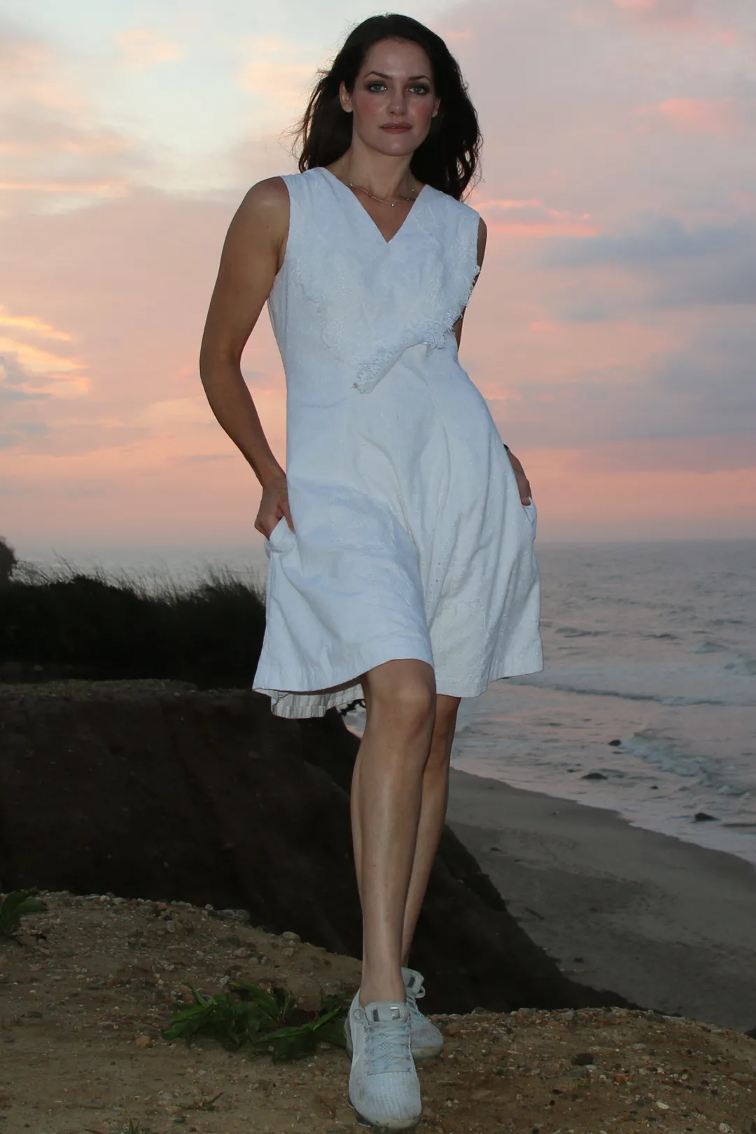 Patchwork Cotton Eyelet Dress / Black or White