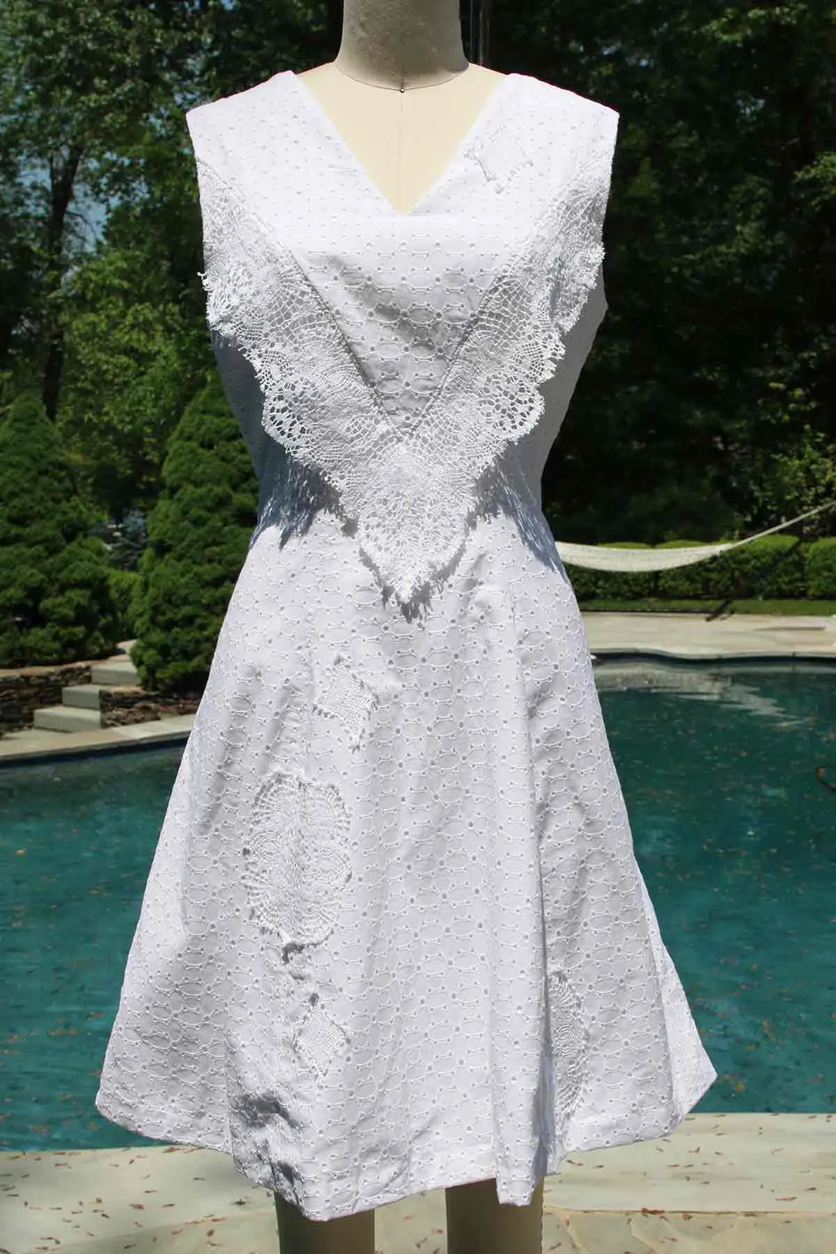 Patchwork Cotton Eyelet Dress / Black or White