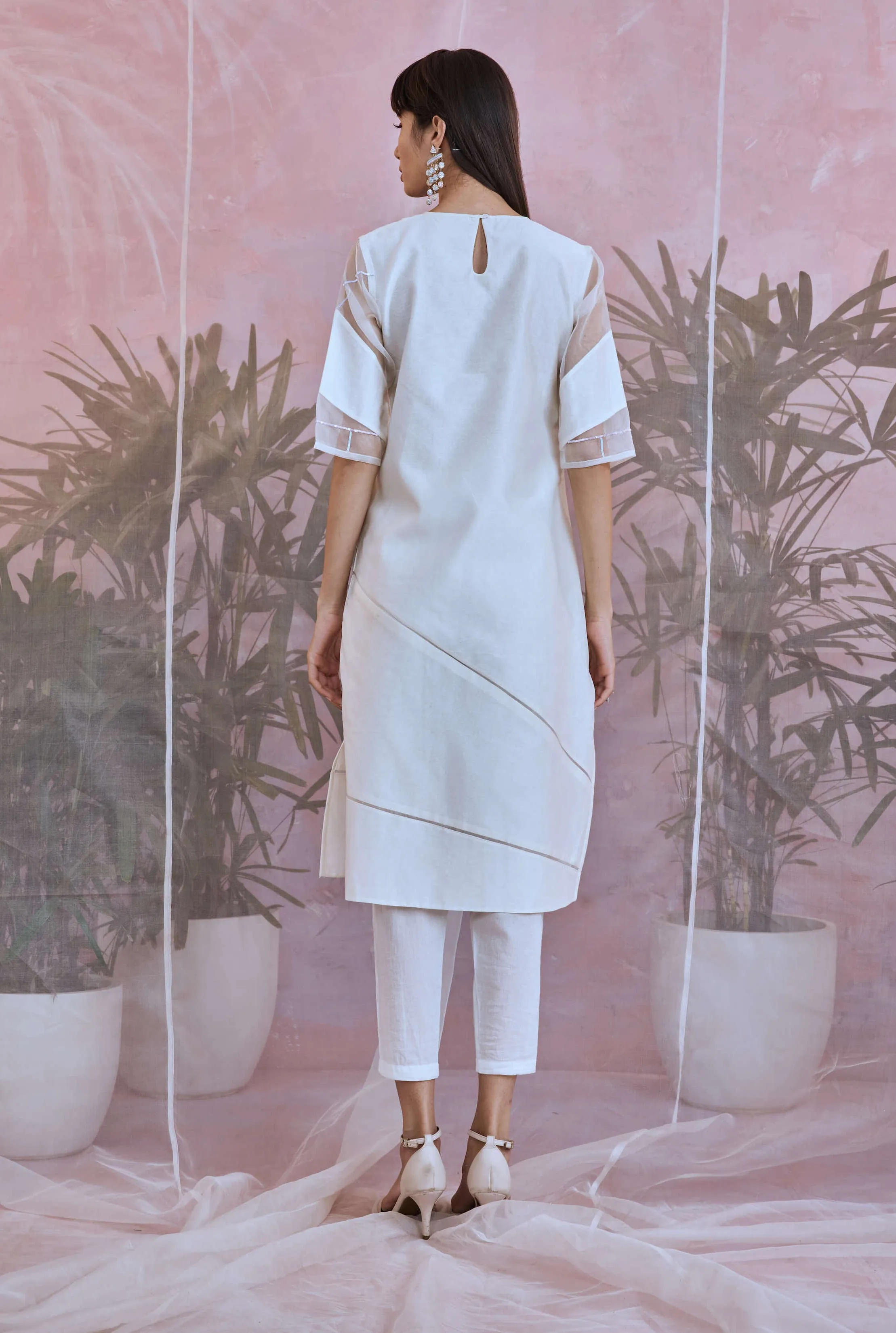 Pearl White Straight Kurta Set