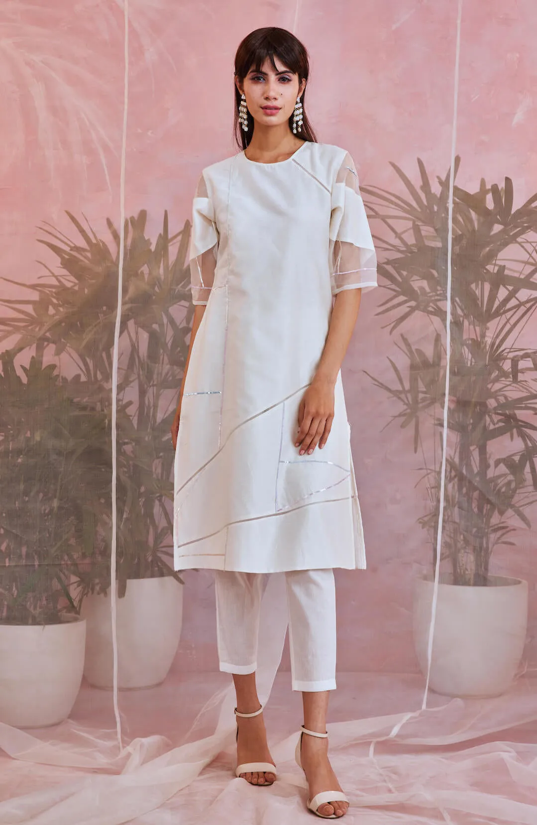 Pearl White Straight Kurta Set