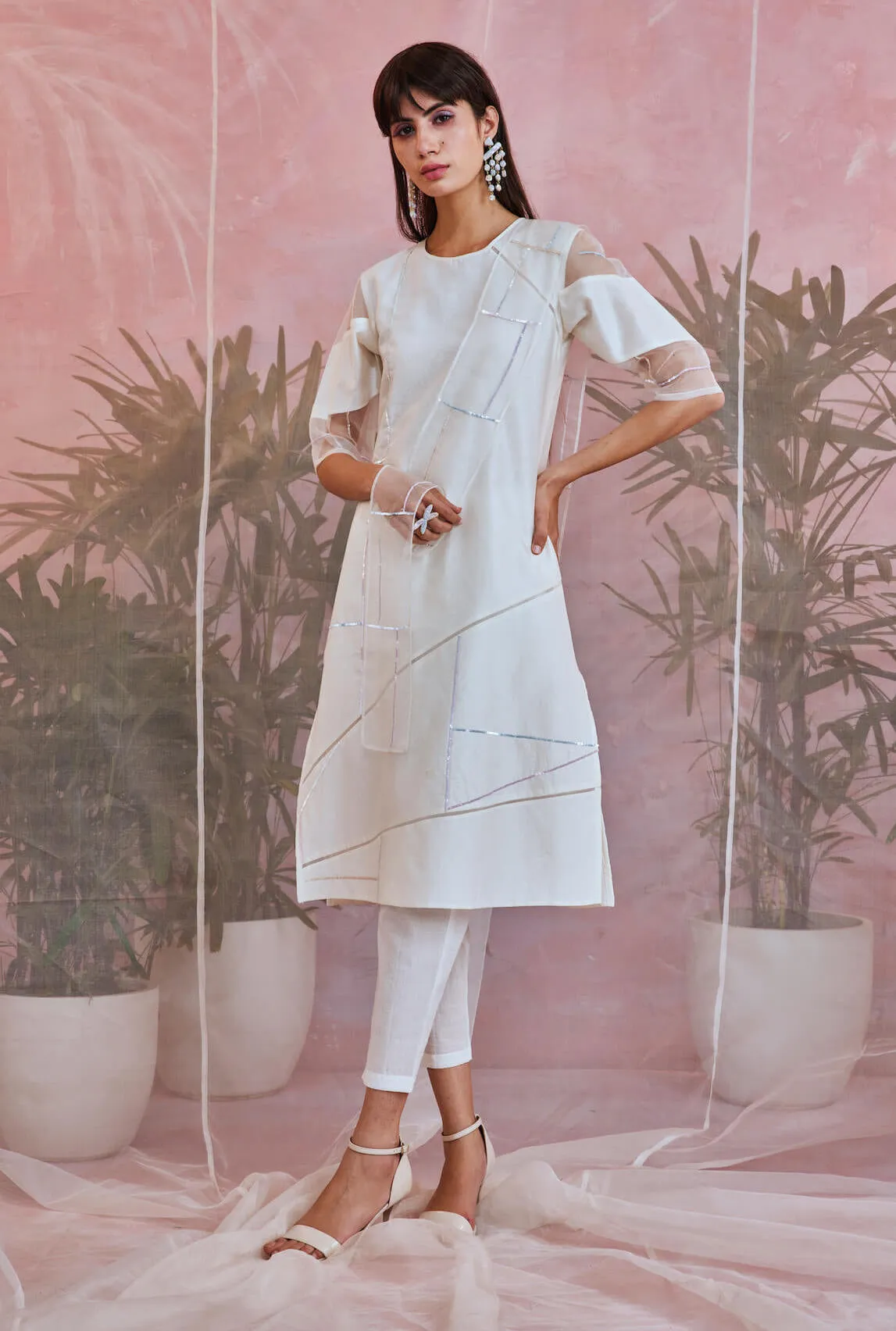 Pearl White Straight Kurta Set