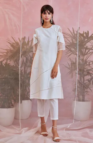 Pearl White Straight Kurta Set