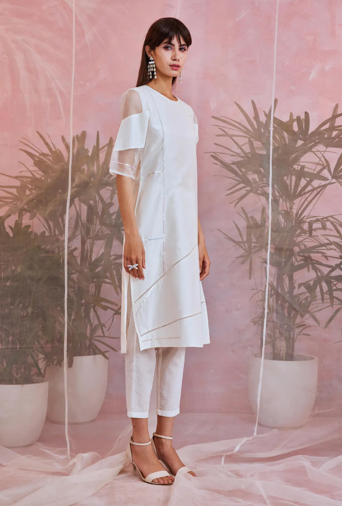 Pearl White Straight Kurta Set