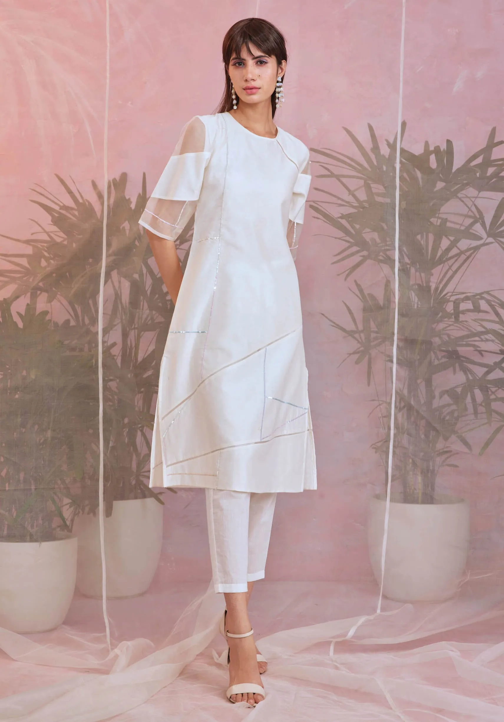 Pearl White Straight Kurta Set