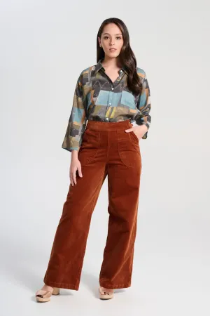 Peggy Lou Long Pants Caramel in Velvet Corduroy