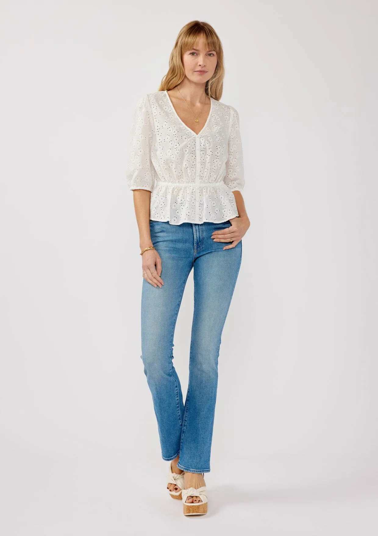 Penny Embroidered Peplum Top