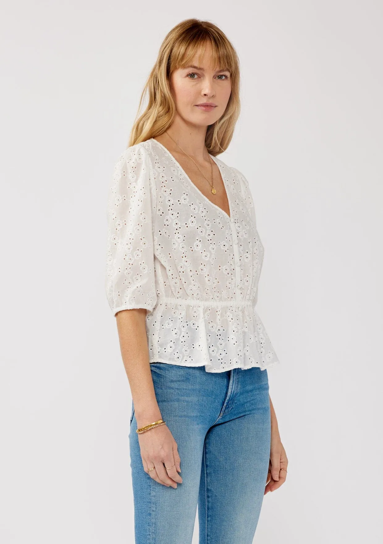Penny Embroidered Peplum Top
