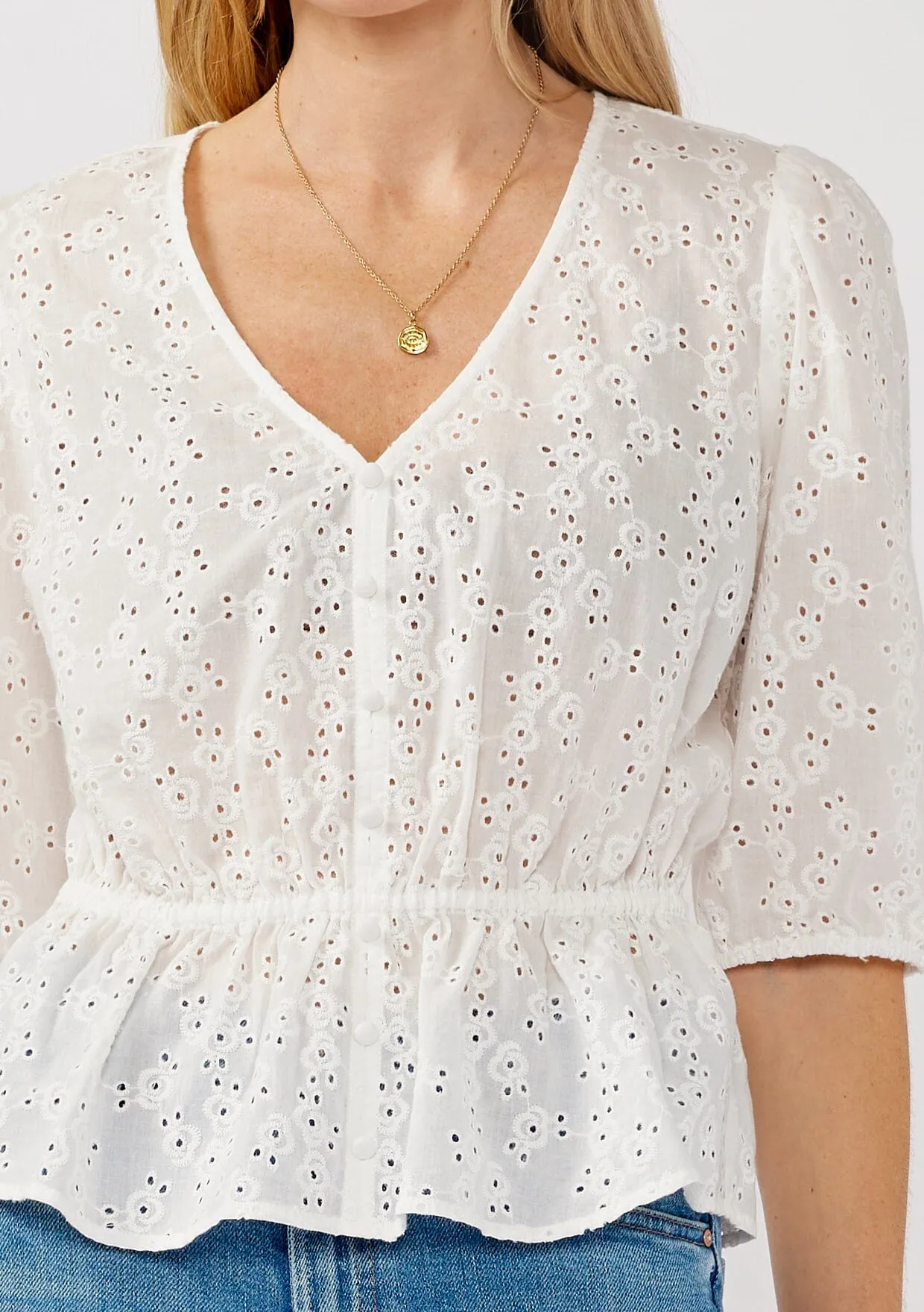 Penny Embroidered Peplum Top