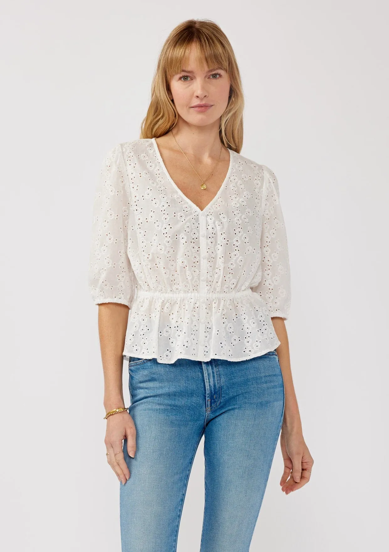 Penny Embroidered Peplum Top