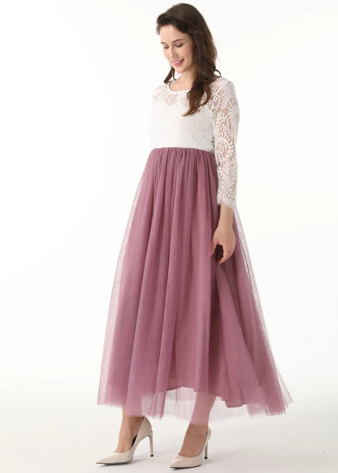 Peony Lace Dress for Women in Mauve