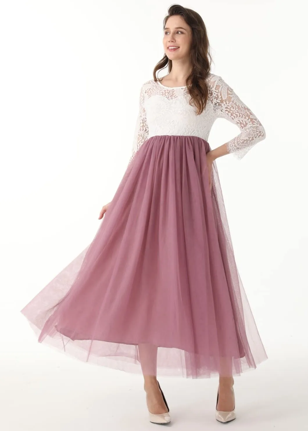 Peony Lace Dress for Women in Mauve