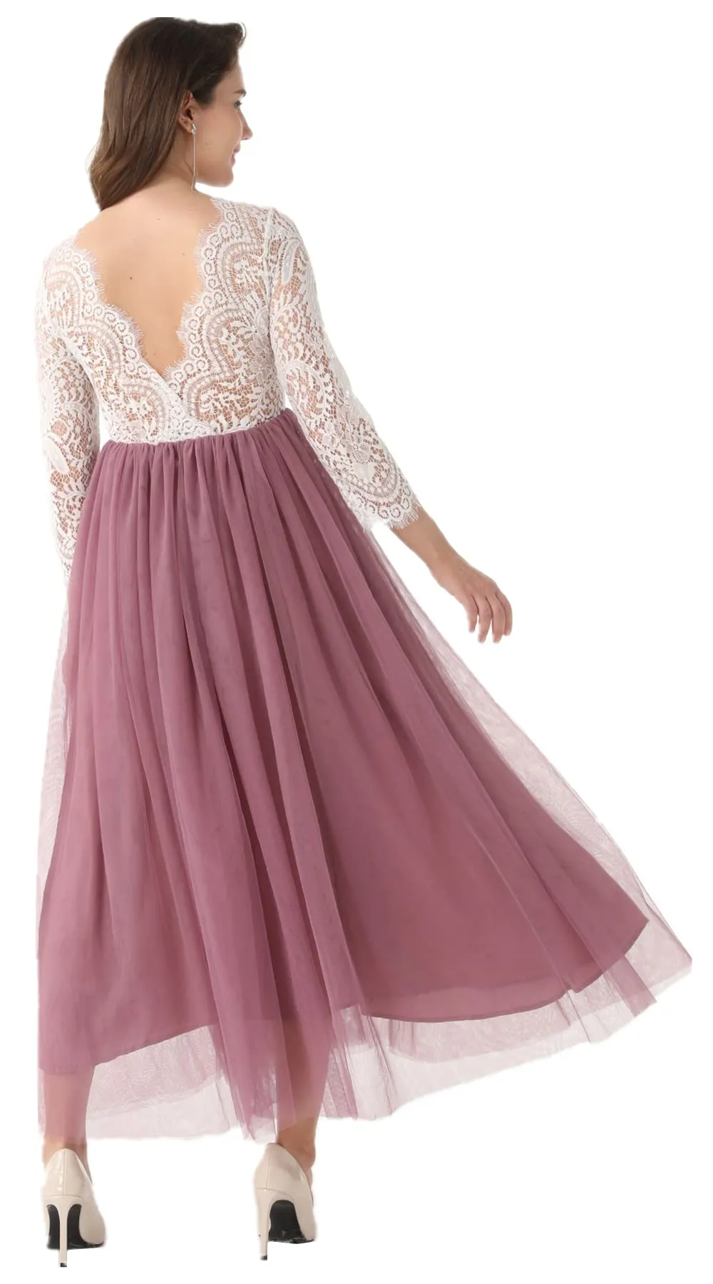 Peony Lace Dress for Women in Mauve