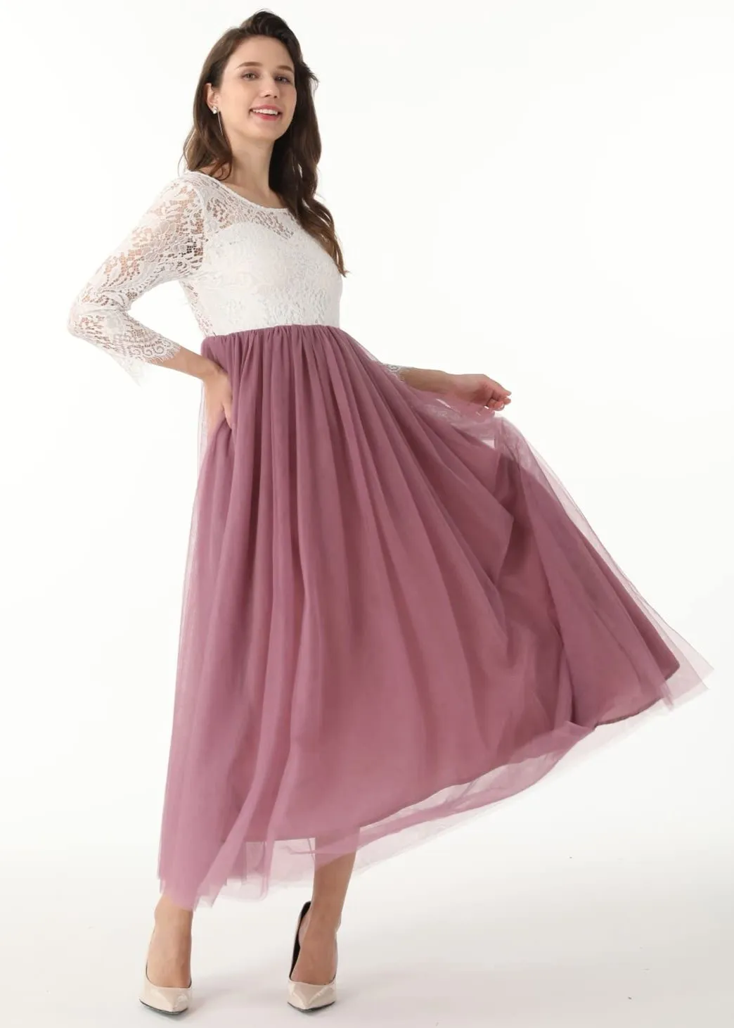 Peony Lace Dress for Women in Mauve