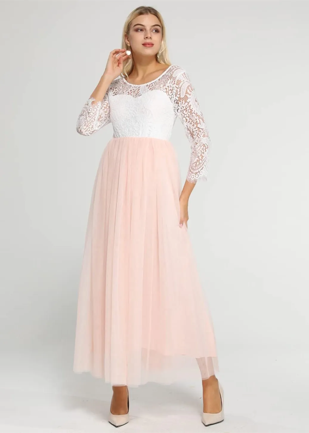 Peony Lace Dress for Women in Pink