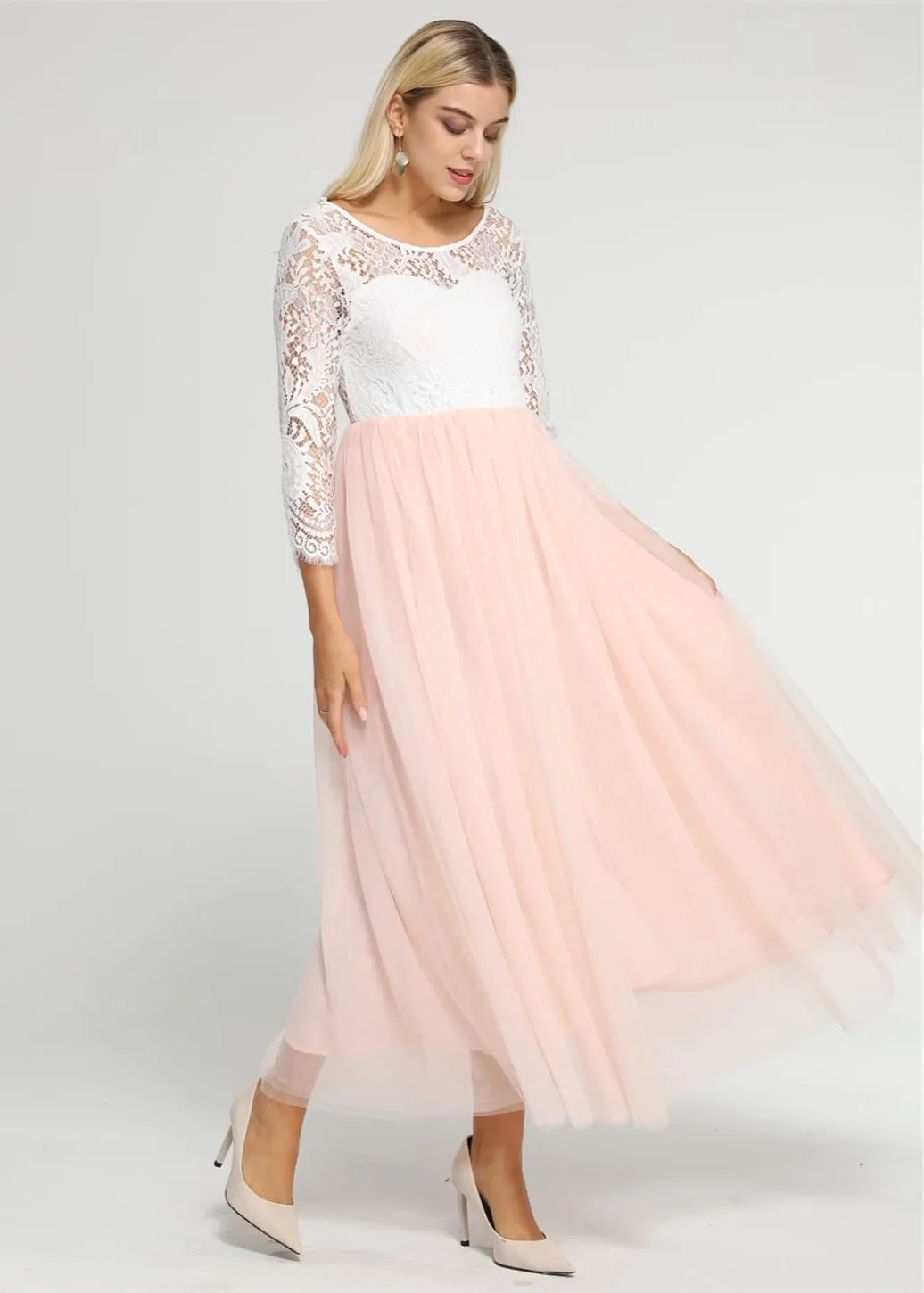 Peony Lace Dress for Women in Pink