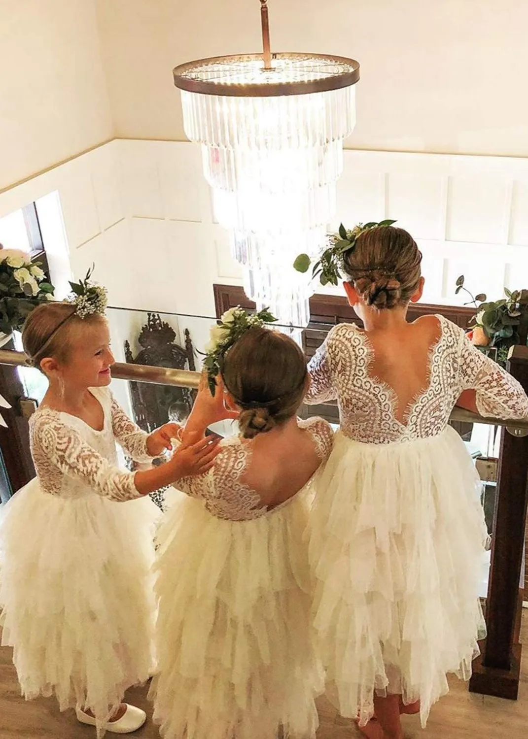 Peony Lace Flower Girl Dress in Ivory (tiered)