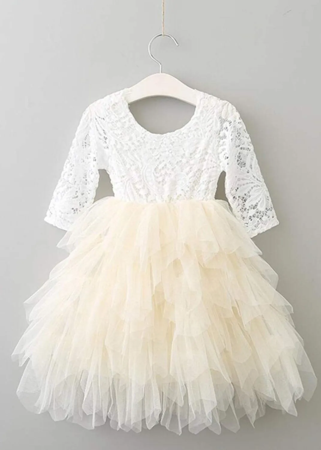 Peony Lace Flower Girl Dress in Ivory (tiered)