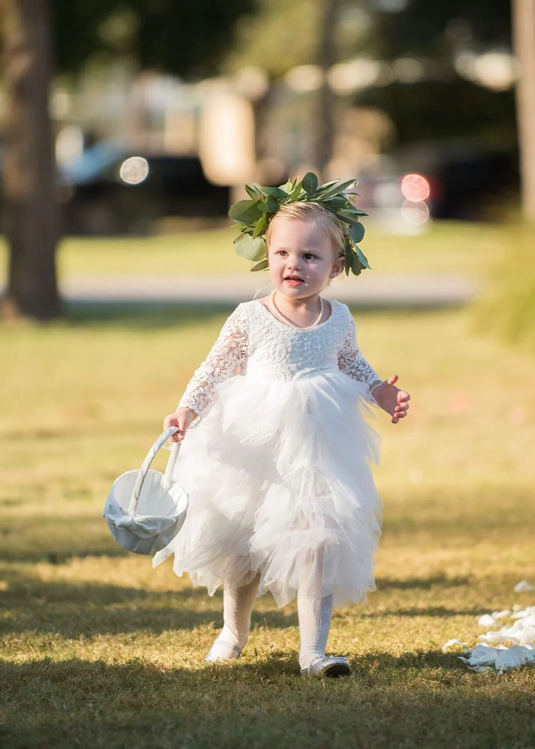 Peony Lace Flower Girl Dress in Ivory (tiered)