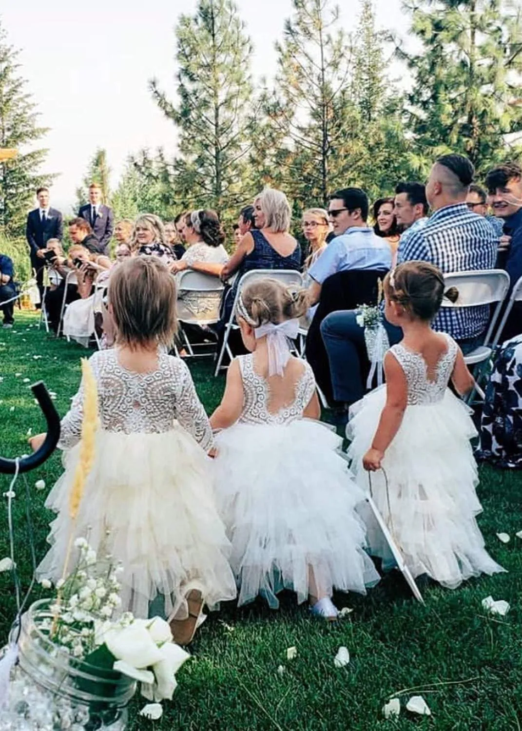 Peony Lace Flower Girl Dress in Ivory (tiered)