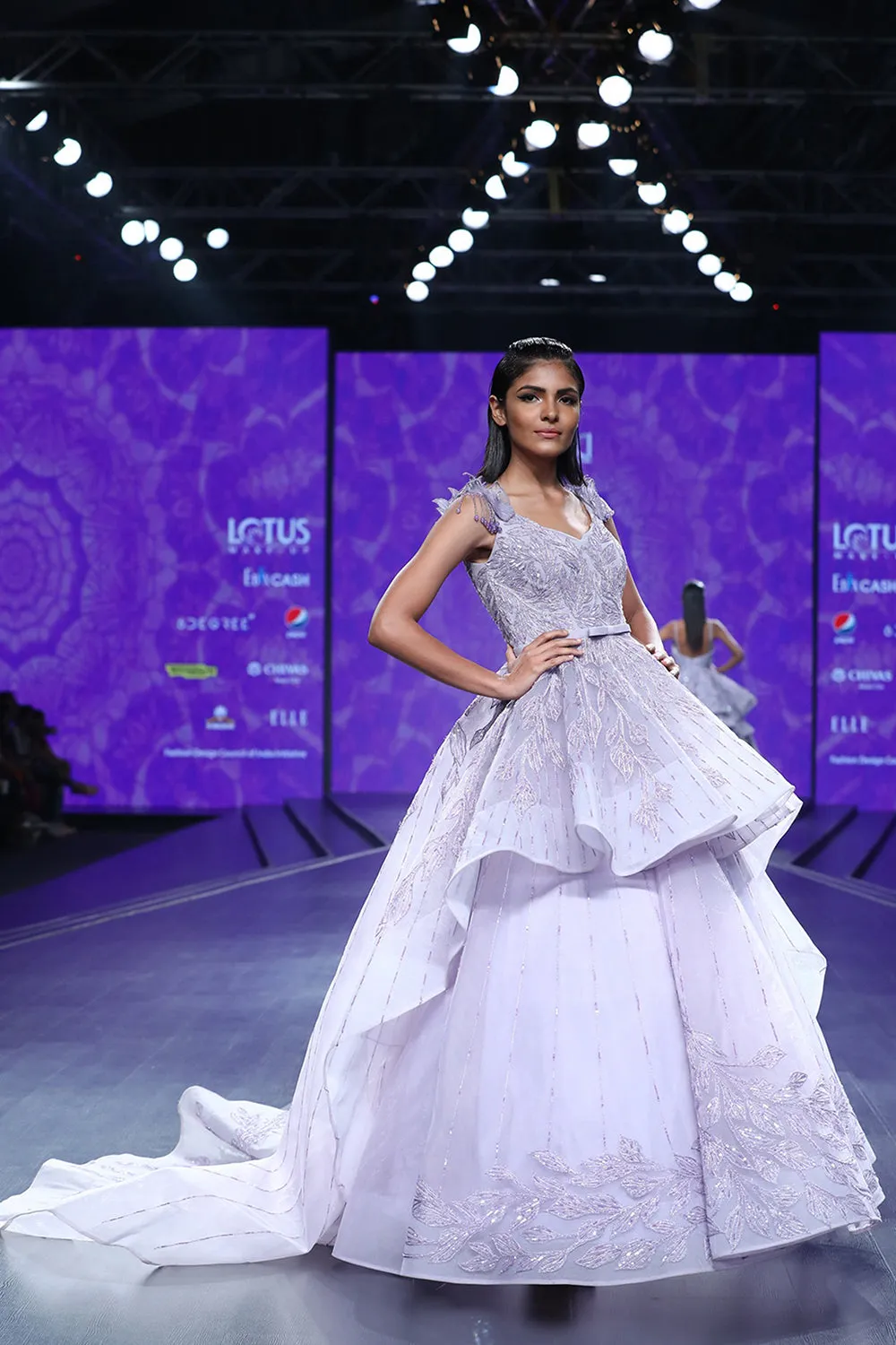 Peplum Ball Gown Mauve Embroidered