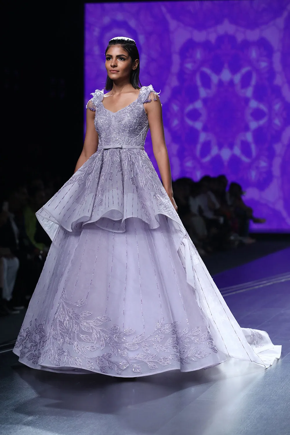 Peplum Ball Gown Mauve Embroidered