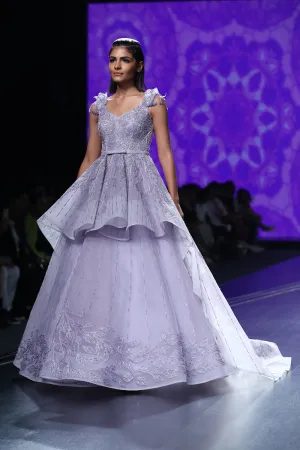 Peplum Ball Gown Mauve Embroidered