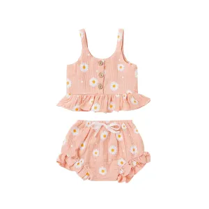 Peplum Daisy Set | Peach