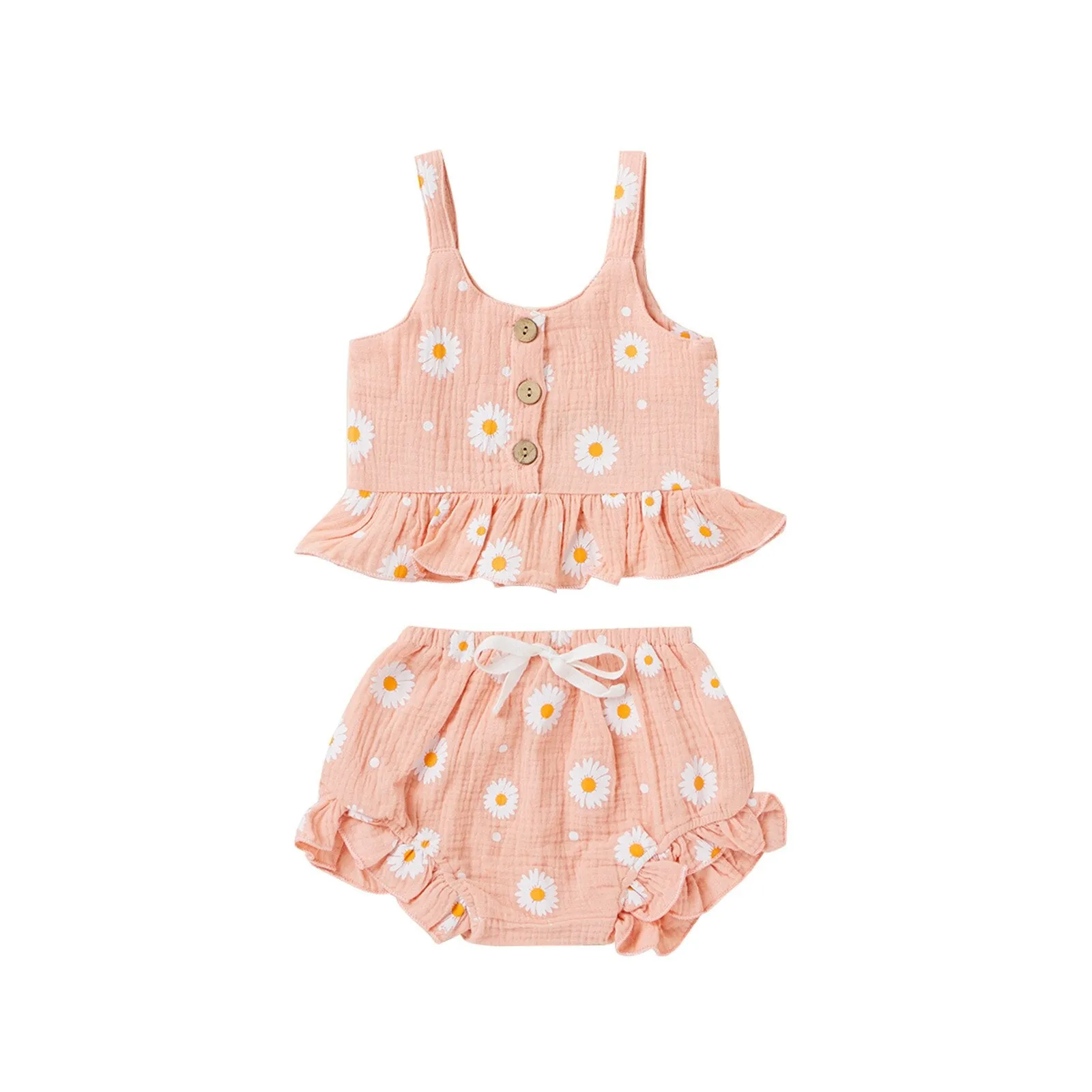 Peplum Daisy Set | Peach