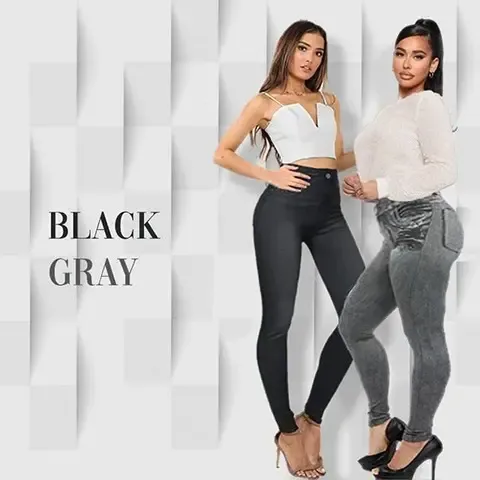 Perfect Stretch Skinny Fit Pull-On Push-Up Plus-Size Jeans Leggings, Women's Butt Lifting Jeans