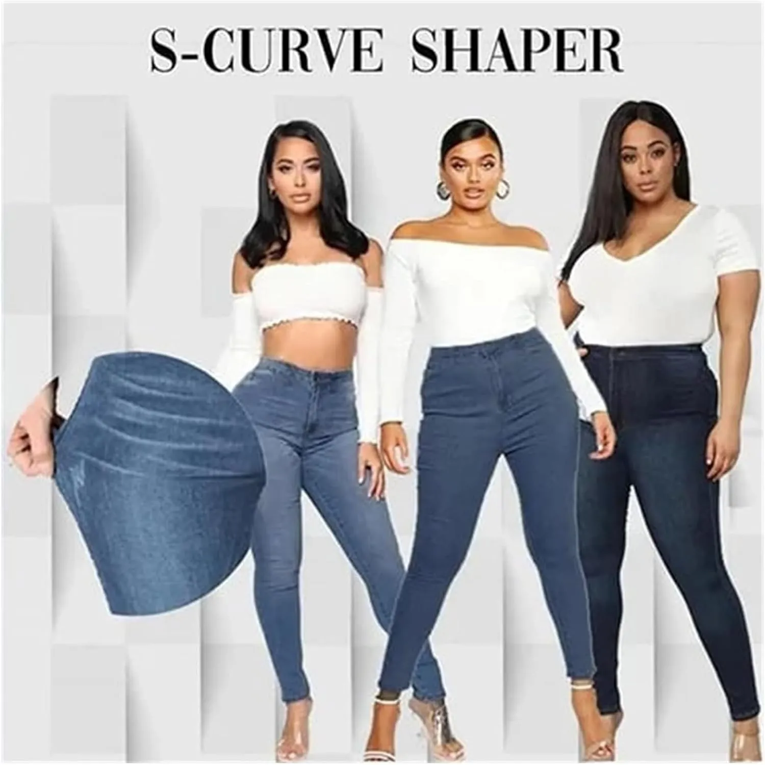 Perfect Stretch Skinny Fit Pull-On Push-Up Plus-Size Jeans Leggings, Women's Butt Lifting Jeans