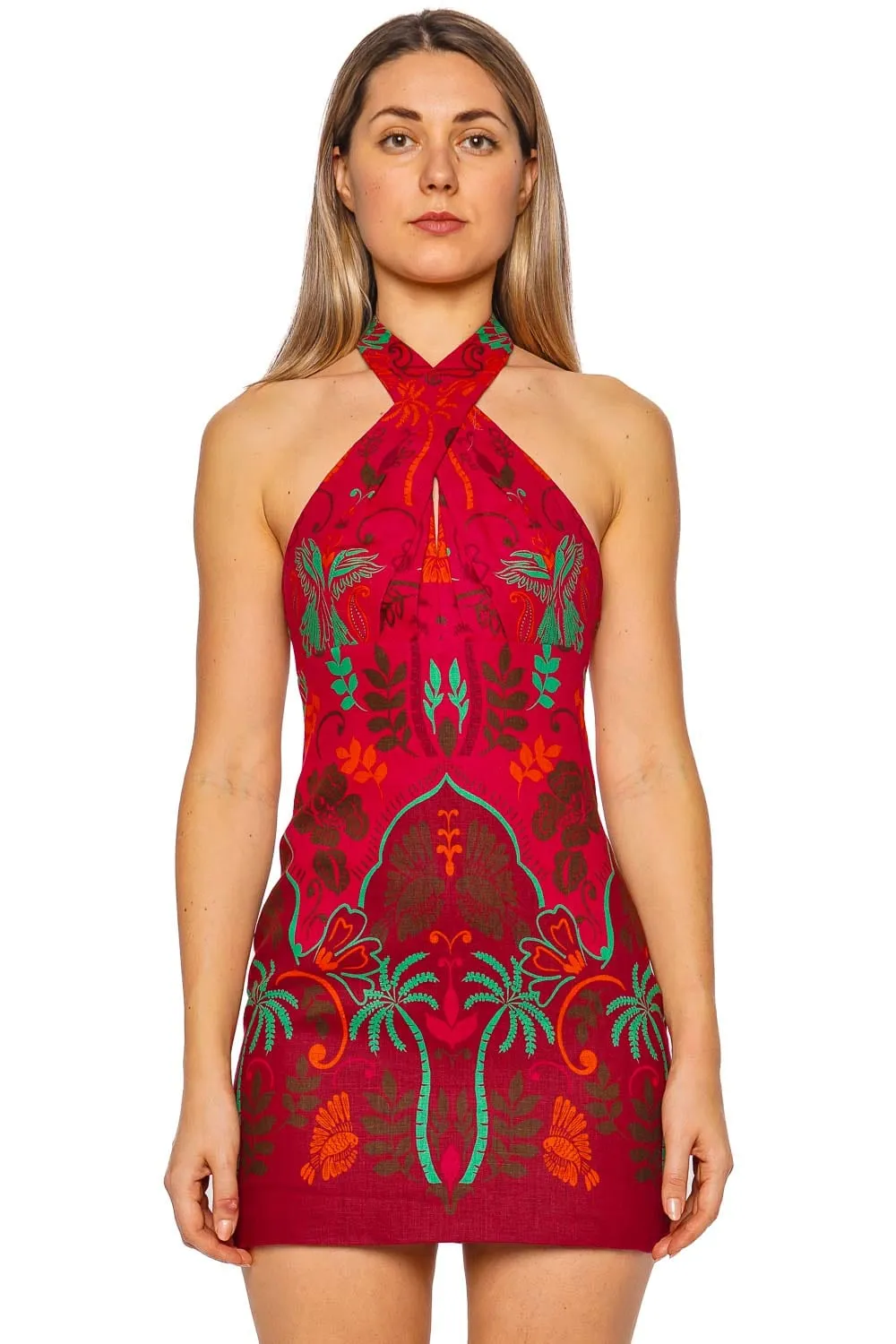 Perla Linen Halter Mini Dress