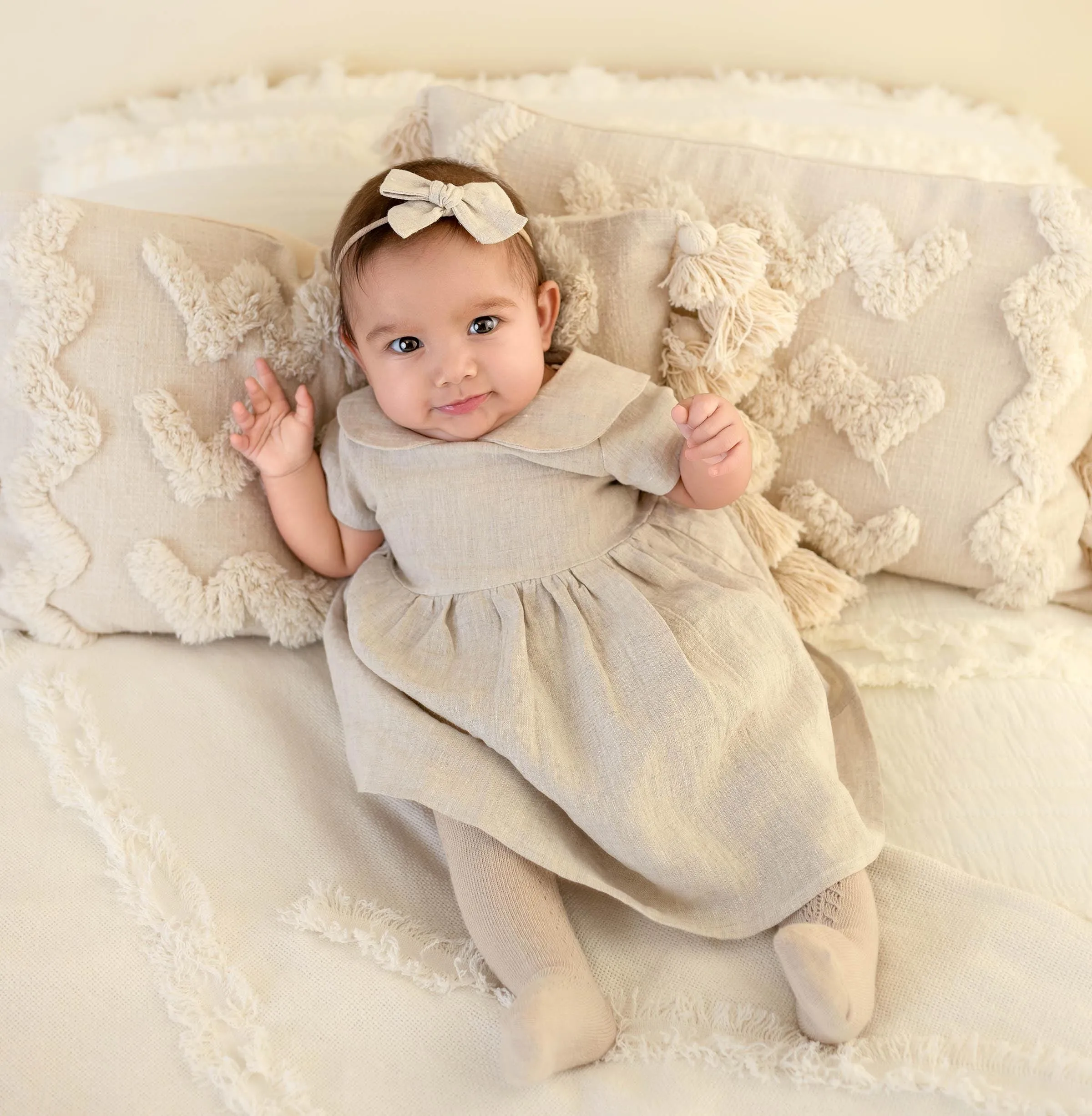 Peter Pan Collar Linen dress | Allie Dress with Bow
