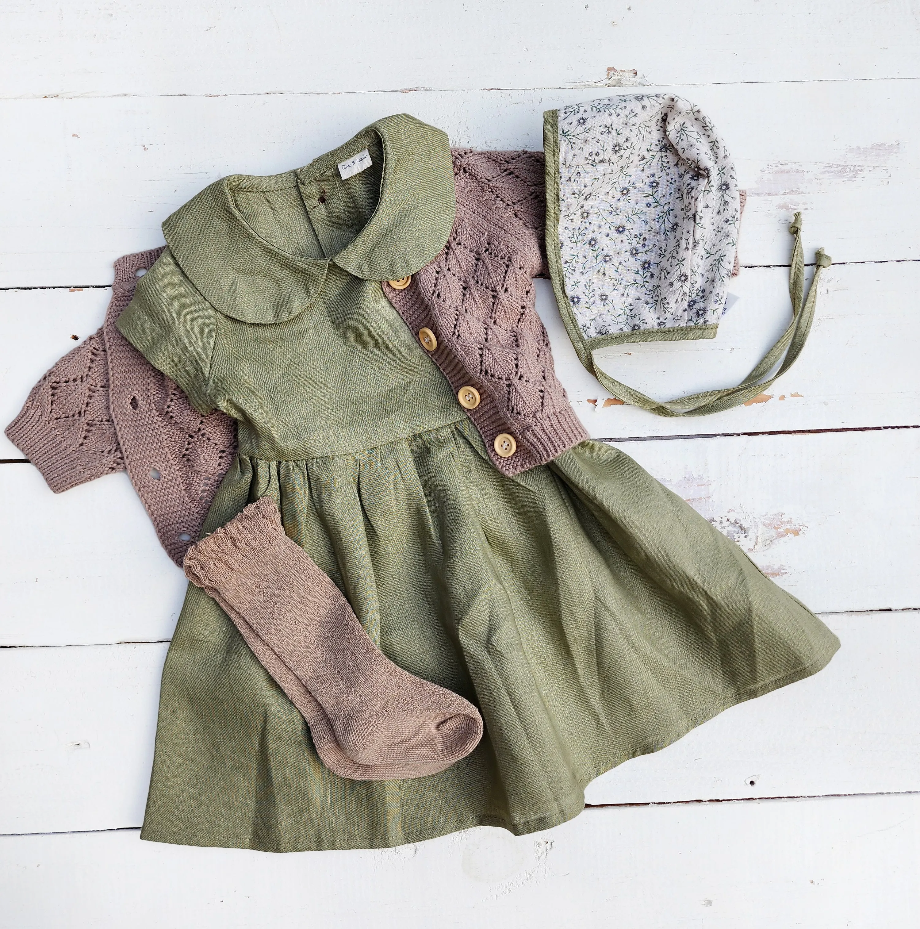 Peter Pan Collar Linen dress | Allie Dress with Bow
