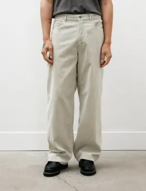 Pigment Dye Finx Corduroy Wide 5P Pants White Khaki